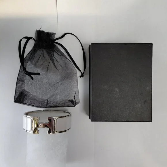 Hermes Clic Clac H Bracelet Blanc Silver White Enamel Bangle Size Small PM - Picture 16 of 16